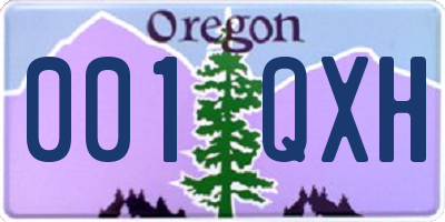 OR license plate 001QXH