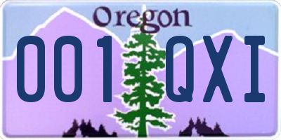 OR license plate 001QXI