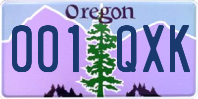 OR license plate 001QXK
