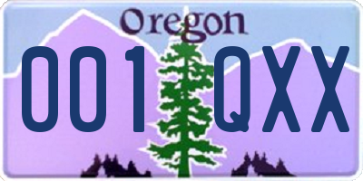 OR license plate 001QXX