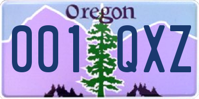 OR license plate 001QXZ