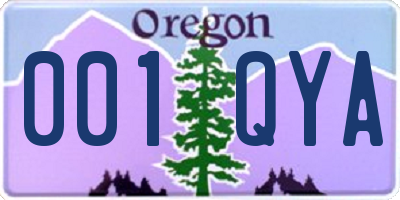 OR license plate 001QYA