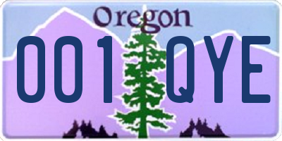 OR license plate 001QYE