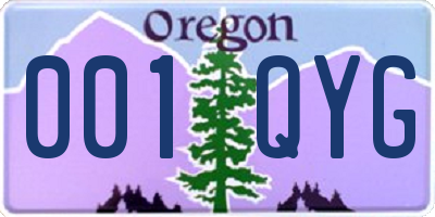 OR license plate 001QYG