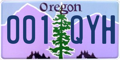 OR license plate 001QYH