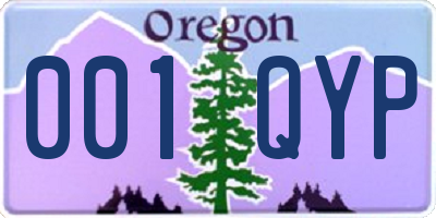 OR license plate 001QYP