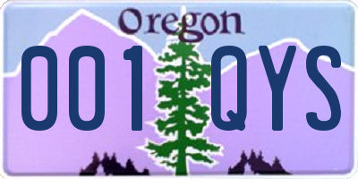 OR license plate 001QYS