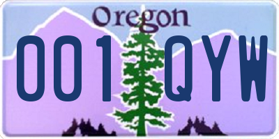 OR license plate 001QYW