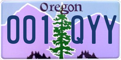 OR license plate 001QYY