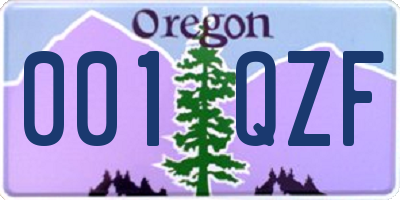 OR license plate 001QZF