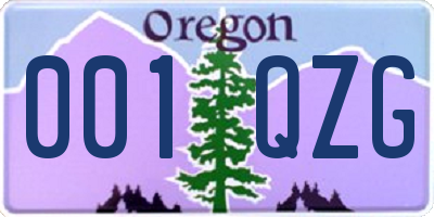 OR license plate 001QZG
