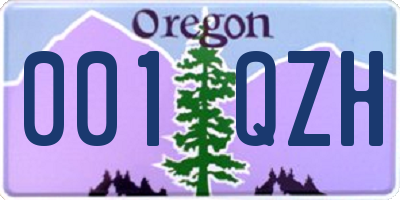 OR license plate 001QZH