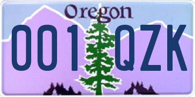 OR license plate 001QZK