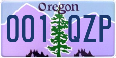 OR license plate 001QZP