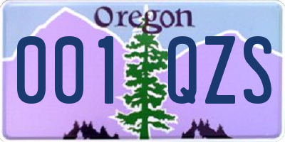 OR license plate 001QZS