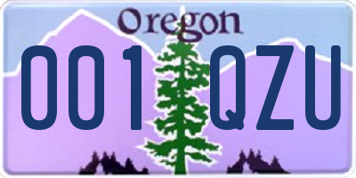 OR license plate 001QZU