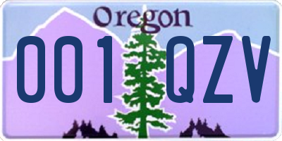 OR license plate 001QZV