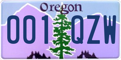 OR license plate 001QZW