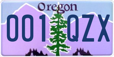OR license plate 001QZX