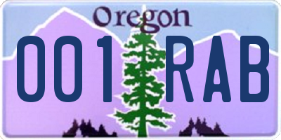OR license plate 001RAB
