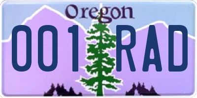 OR license plate 001RAD