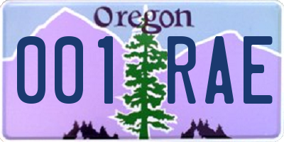 OR license plate 001RAE
