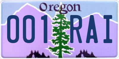OR license plate 001RAI