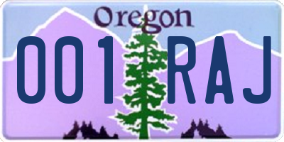 OR license plate 001RAJ