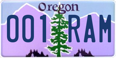 OR license plate 001RAM