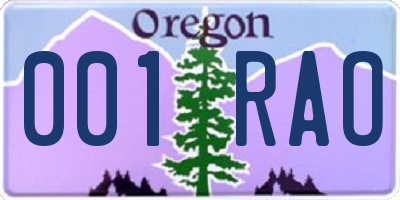OR license plate 001RAO