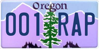 OR license plate 001RAP