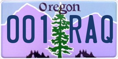 OR license plate 001RAQ