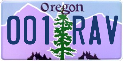 OR license plate 001RAV