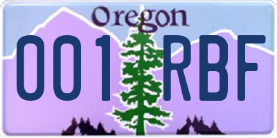 OR license plate 001RBF