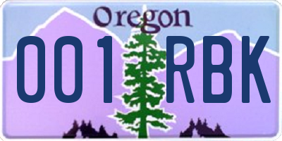 OR license plate 001RBK