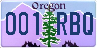 OR license plate 001RBQ