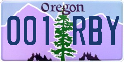 OR license plate 001RBY