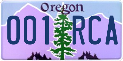 OR license plate 001RCA