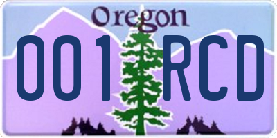 OR license plate 001RCD