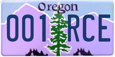 OR license plate 001RCE