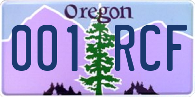 OR license plate 001RCF