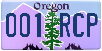 OR license plate 001RCP