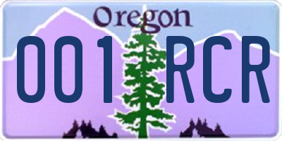 OR license plate 001RCR