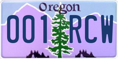 OR license plate 001RCW