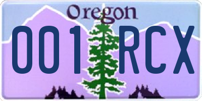 OR license plate 001RCX