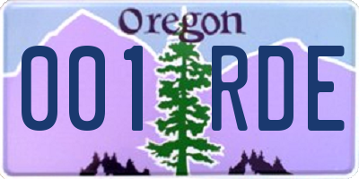 OR license plate 001RDE