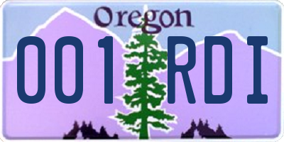 OR license plate 001RDI