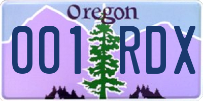OR license plate 001RDX