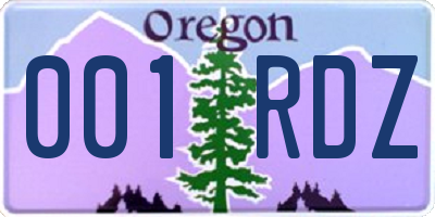 OR license plate 001RDZ