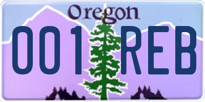 OR license plate 001REB